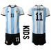 Billige Argentina Angel Di Maria #11 Børnetøj Hjemmebanetrøje til baby VM 2022 Kortærmet (+ korte bukser)